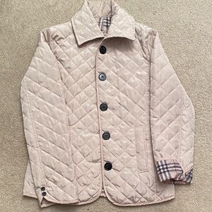 Quilted Beige Jacket with Plaid Lining